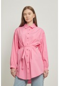 Kemerli Oversize Gömlek Pembe