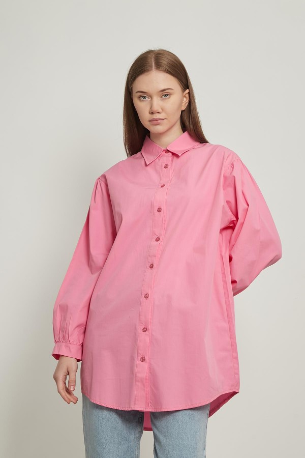 Kemerli Oversize Gömlek Pembe