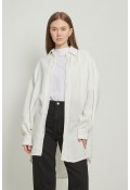 Keten Oversize Gömlek Beyaz