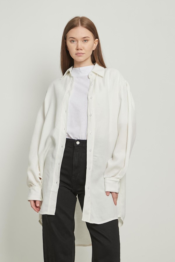 Keten Oversize Gömlek Beyaz