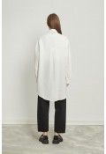 Keten Oversize Gömlek Beyaz