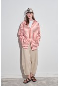 Oversize Çizgili Gömlek