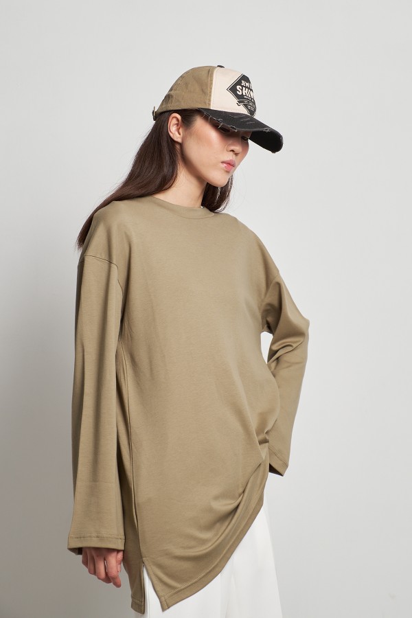 Pamuklu Basic Sweatshirt Çağla