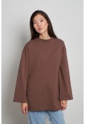 Pamuklu Basic Sweatshirt Kahve