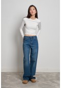 Straight Denim Pantolon Mavi 