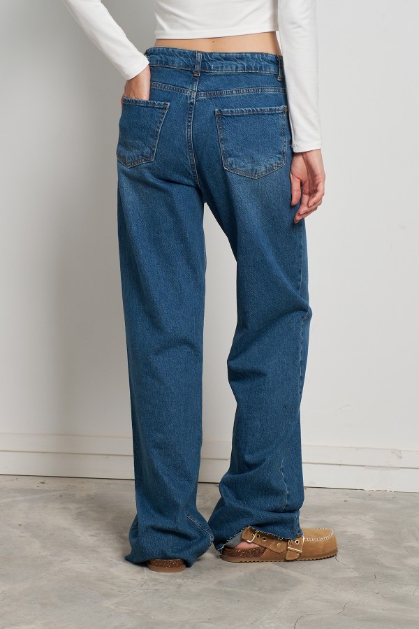 Straight Denim Pantolon Mavi 