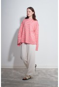 Çizgili Çizgili Basic Bluz Pembe