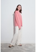 Çizgili Çizgili Basic Bluz Pembe