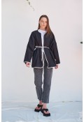 Vio Kemerli Kimono Siyah