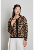 Leopar Desen Hırka Siyah