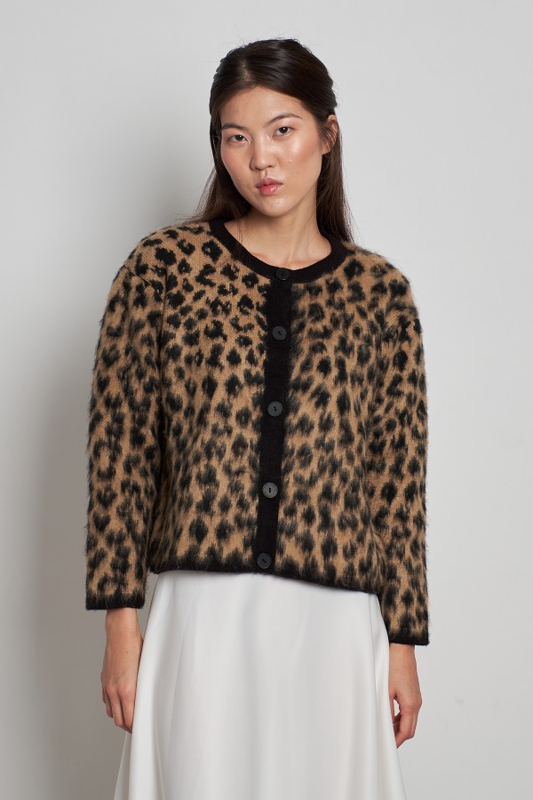 Leopar Desen Hırka Siyah
