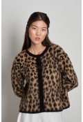 Leopar Desen Hırka Siyah