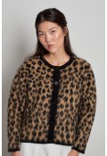Leopar Desen Hırka Siyah