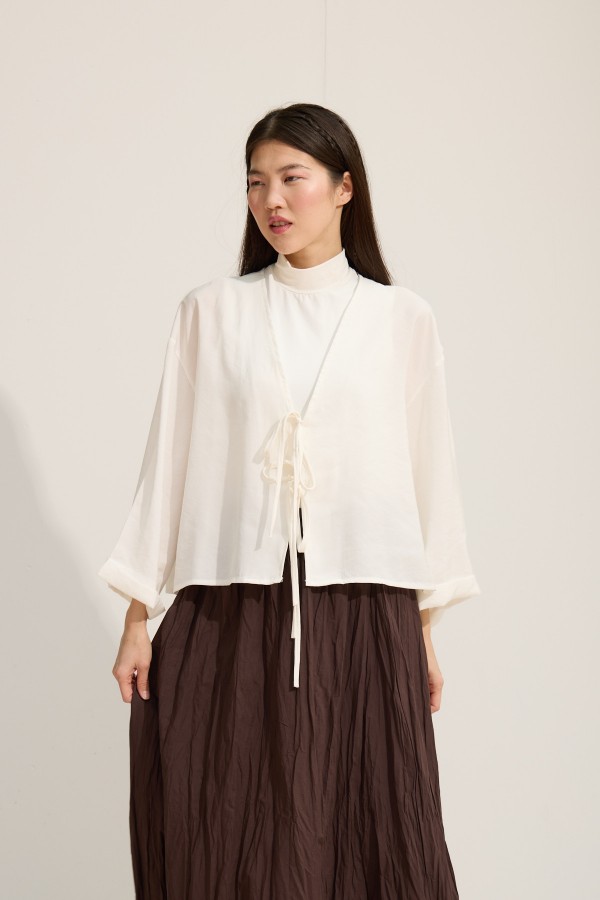 Bağcıklı Kimono Beyaz