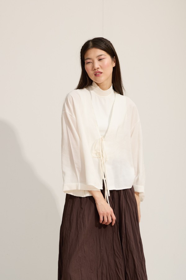 Bağcıklı Kimono Beyaz