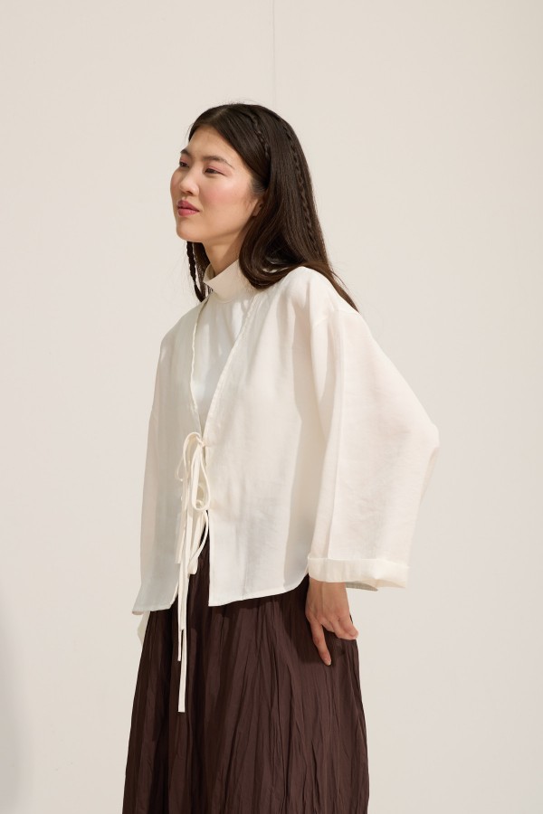 Bağcıklı Kimono Beyaz