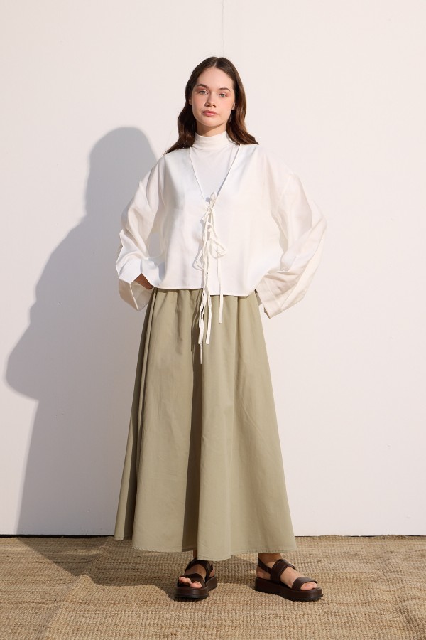 Bağcıklı Kimono Beyaz