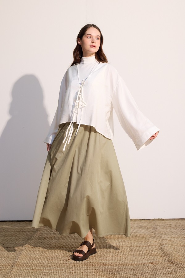 Bağcıklı Kimono Beyaz