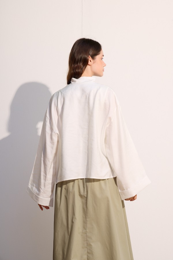 Bağcıklı Kimono Beyaz
