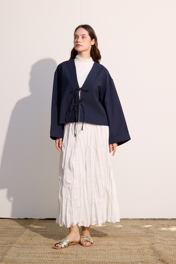 Bağcıklı Kimono Lacivert