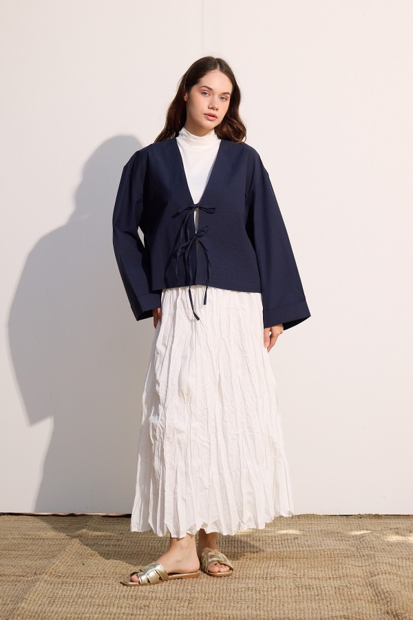 Bağcıklı Kimono Lacivert