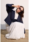 Bağcıklı Kimono Lacivert