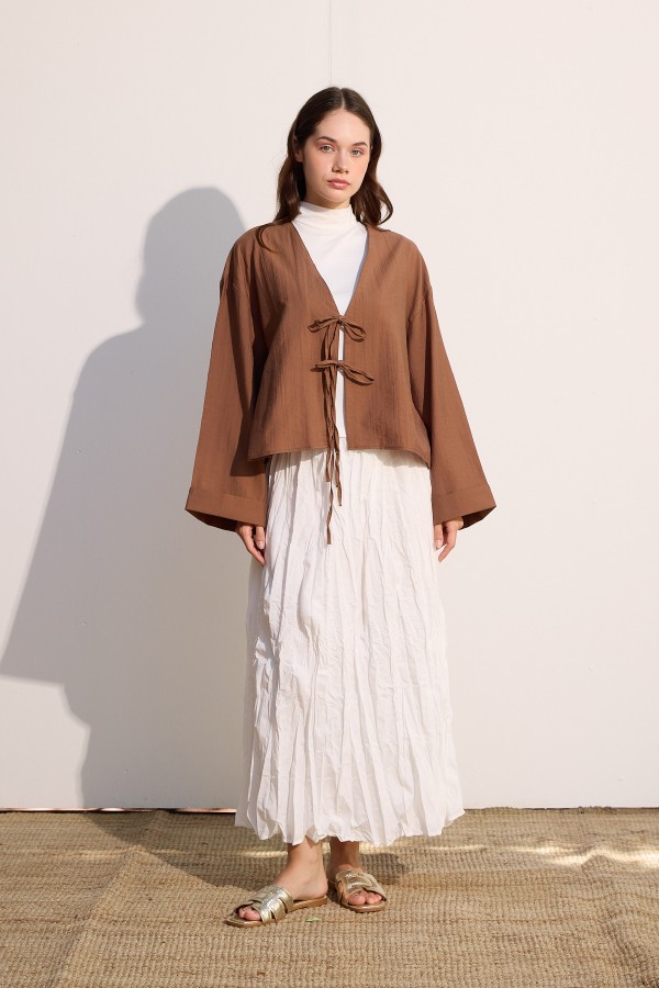 Bağcıklı Kimono Tarçın