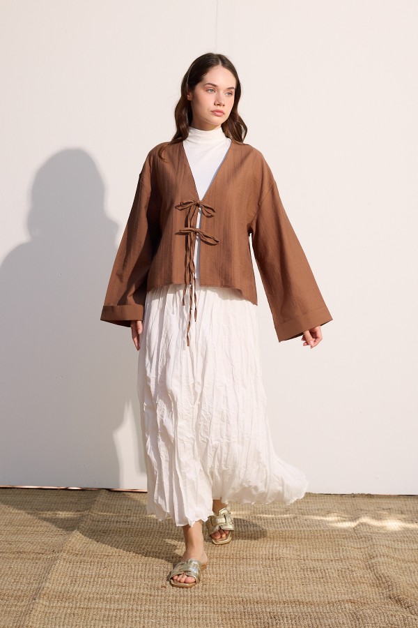 Bağcıklı Kimono Tarçın