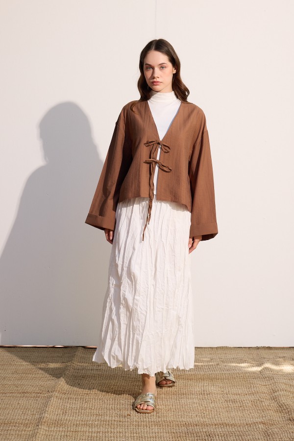 Bağcıklı Kimono Tarçın