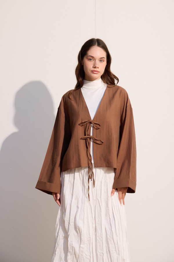 Bağcıklı Kimono Tarçın
