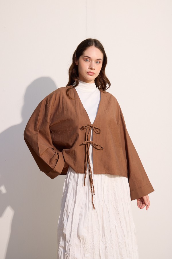 Bağcıklı Kimono Tarçın