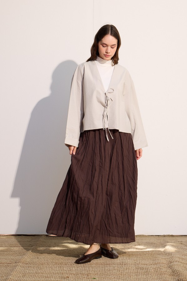 Bağcıklı Kimono Gri