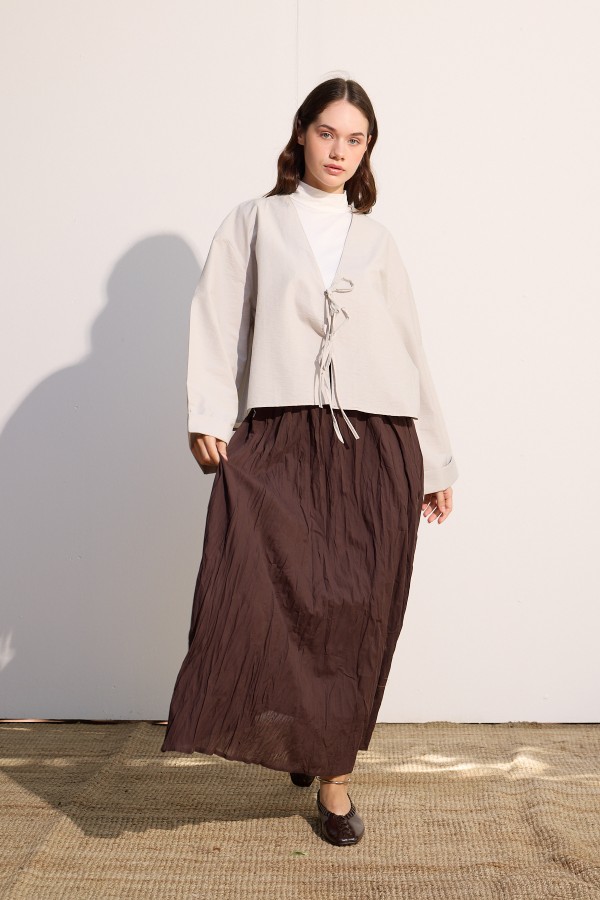 Bağcıklı Kimono Gri