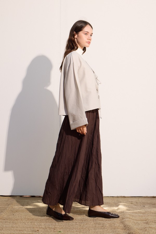 Bağcıklı Kimono Gri