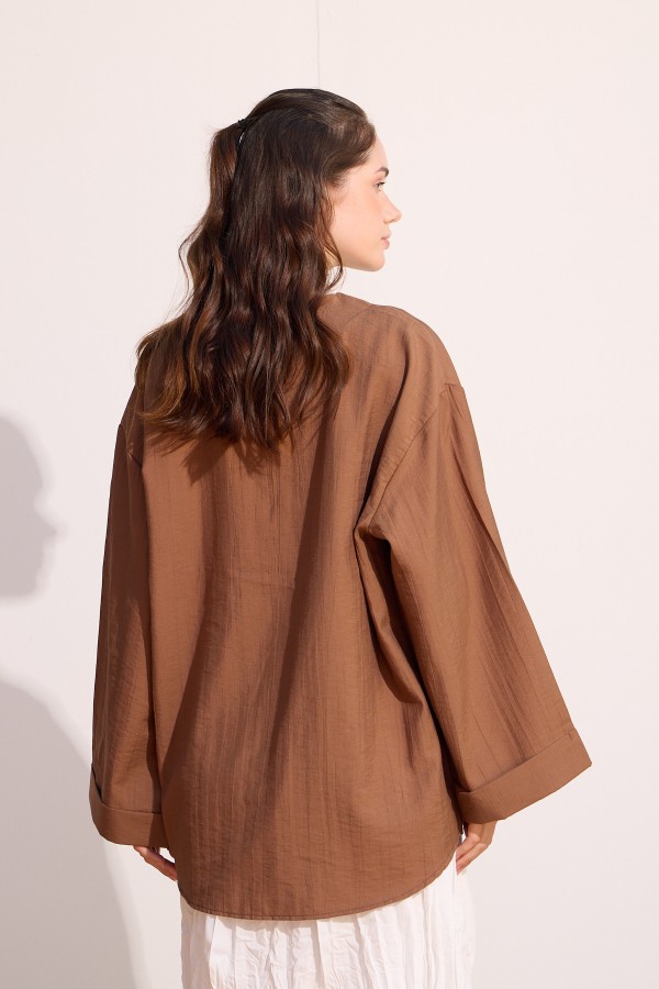 Bağcıklı Kimono Uzun Tarçın