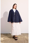 Bağcıklı Uzun Kimono Lacivert