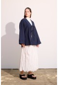 Bağcıklı Uzun Kimono Lacivert