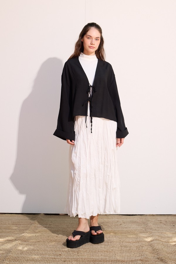 Bağcıklı Kimono Siyah