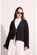 Bağcıklı Kimono Siyah