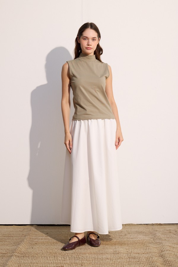 Pamuklu Sıfır Kol Body Olive