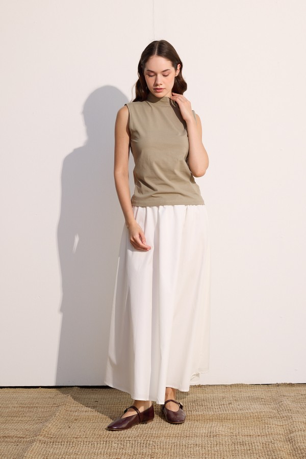 Pamuklu Sıfır Kol Body Olive