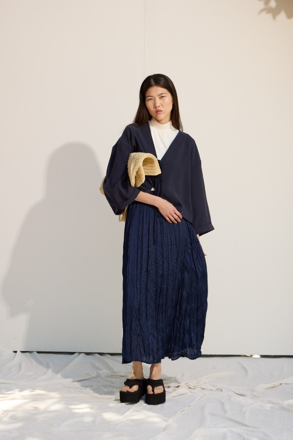 Bağcıklı Kimono Lacivert