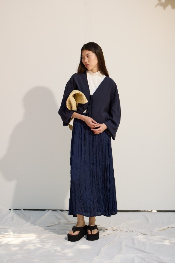 Bağcıklı Kimono Lacivert
