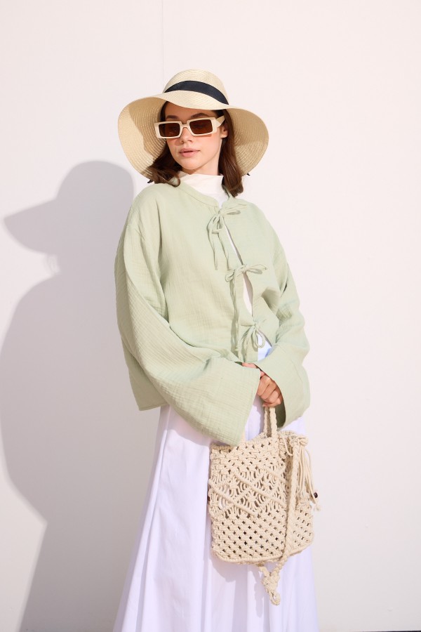 Müslin Kimono Uçuk Yeşil