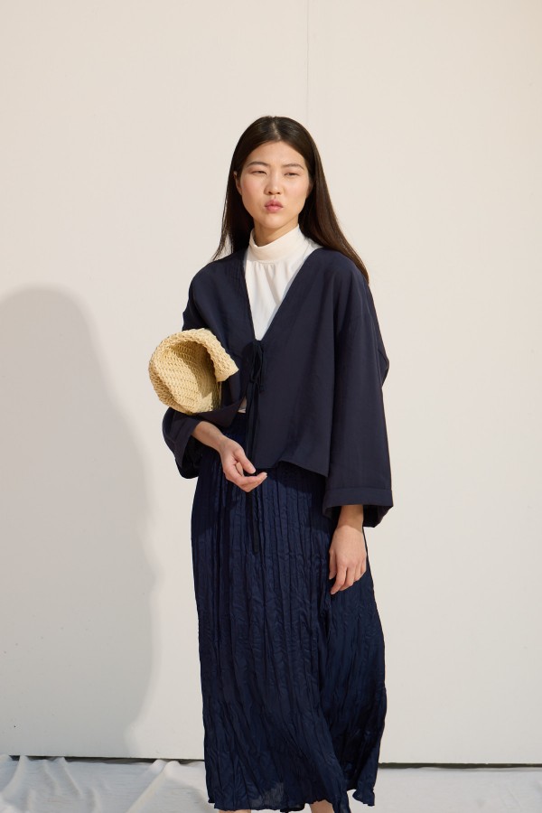 Bağcıklı Kimono Lacivert