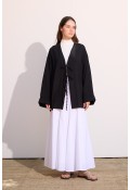 Bağcıklı Uzun Kimono Siyah