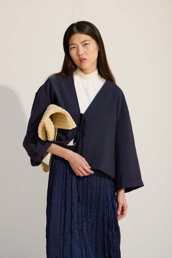 Bağcıklı Kimono Lacivert
