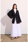 Bağcıklı Uzun Kimono Siyah