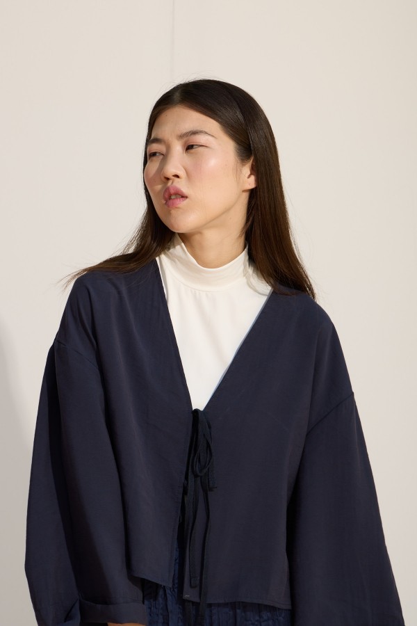 Bağcıklı Kimono Lacivert