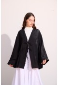 Bağcıklı Uzun Kimono Siyah